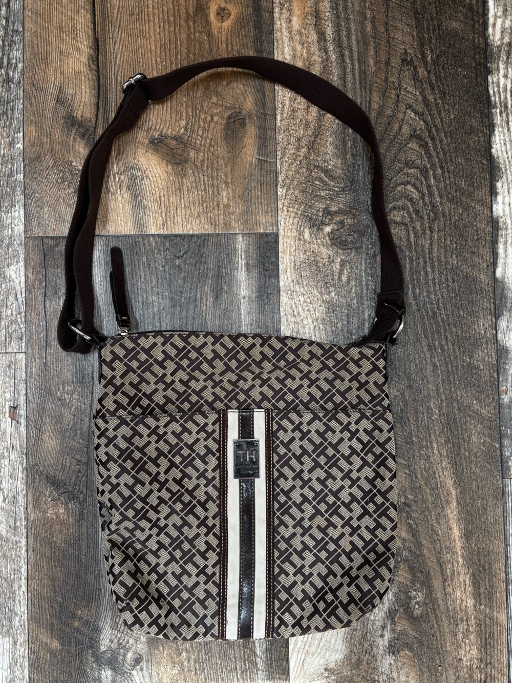 Tommy Hilfiger Brown Patterned Crossbody Bag